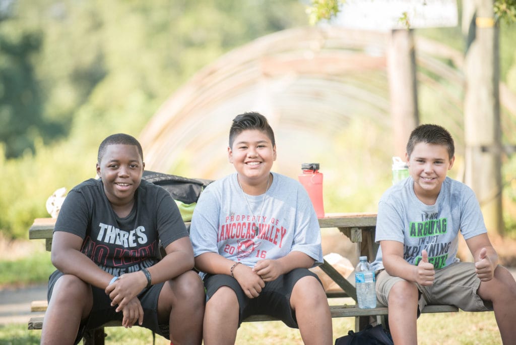 boys sitting on bench